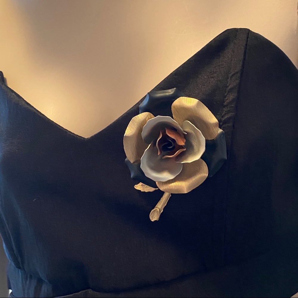 Unsigned Multicolor Large Rose Brooch - image 2